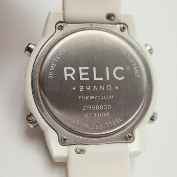 Relic by Fossil White Digital Watch 42mm Alarm Chrono Silicone w New Battery - Picture 16 of 16